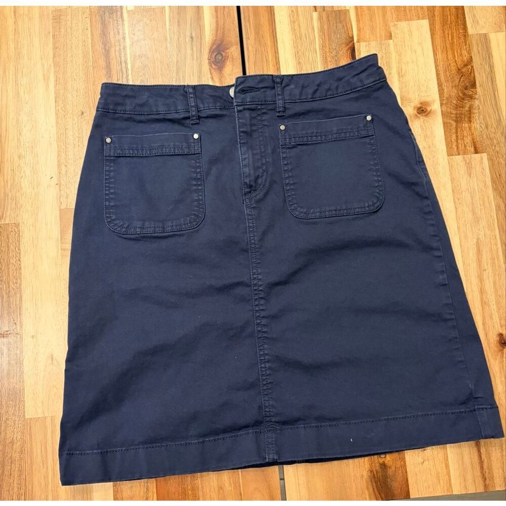 Boden Navy Blue Cotton Chino Skirt Size 8L Pockets